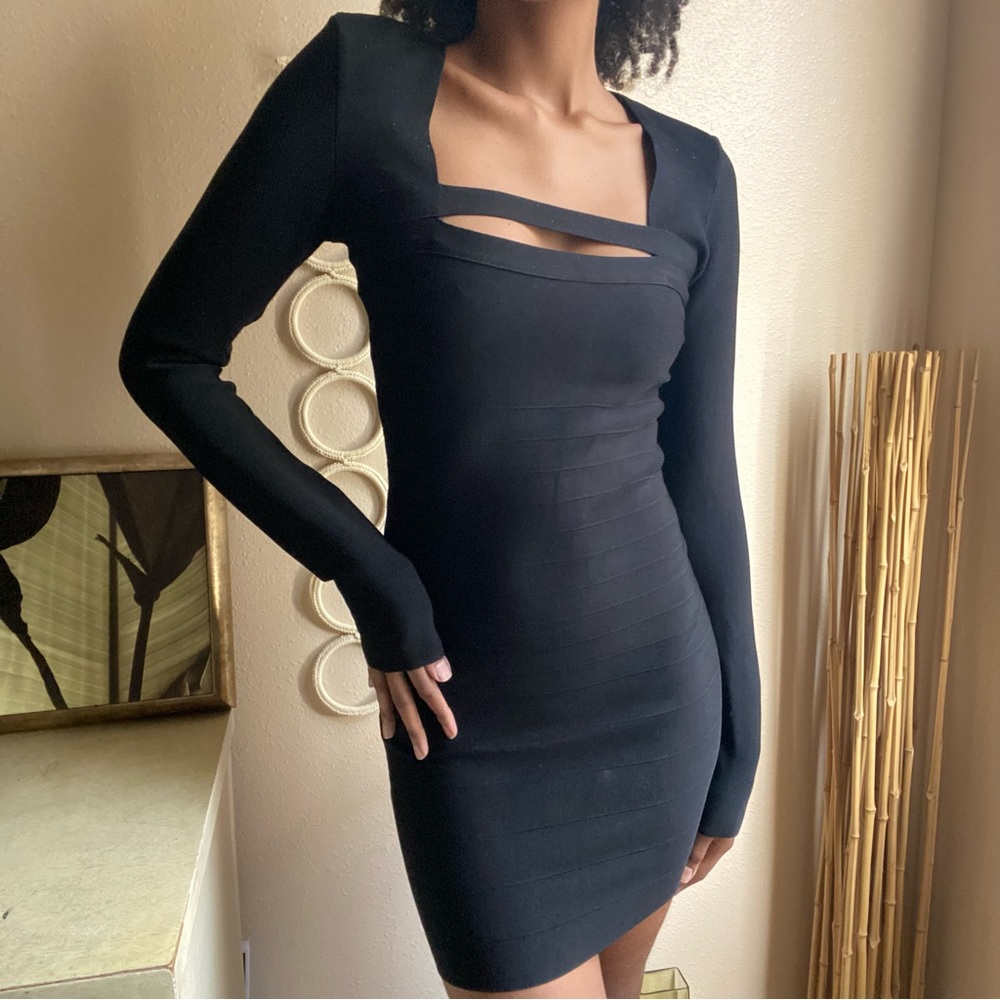Guess Black Bandage Long-sleeve Mini Dress